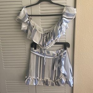 Blue & White Skirt Set